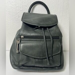 Vintage Fossil Black Leather Mini Backpack 90s